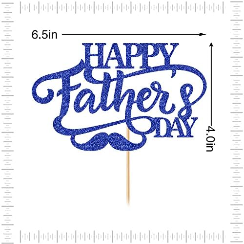 Happy Father's Day Cake Topper,Love Father Best Dad Cake Pick Super Dad Party Decorations,Beard Signs,Happy Birthday Dad ，Father's Day Theme Men Birthday Party Supplies(Royal Blue Glitter)
