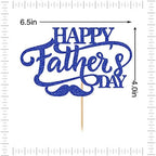 Happy Father's Day Cake Topper,Love Father Best Dad Cake Pick Super Dad Party Decorations,Beard Signs,Happy Birthday Dad ，Father's Day Theme Men Birthday Party Supplies(Royal Blue Glitter)