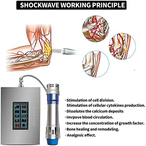 Shockwave Therapy Machine Extracorporeal Shock Wave Therapy Device 7in1 Focused Shockwave Therapy Machine Pain Relief at Home for Body Feet Knees, Silver