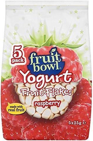 Fruit Bowl Fruit Flakes Raspberry with a Yogurt Coating (5x25g) - Pack of 2