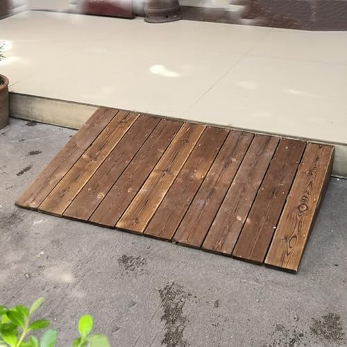 4" 6" 7" 8" 10" 12" Rise Threshold Ramps, Solid Wood Entry Ramps Non-Slip Threshold Ramp for Doorways, Wheelchair Ramps for Walker Scooter Steps(24x27.5x7in/60x70x18cm)
