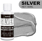 Edible Glitter Paint Silver, Shimmering Liquid Luster Dust for Chocolate, Drinks, Cake, Candy, Sprinkles Cocktail Glitter - Metallic Edible Cake Paint for Cookie, Fondant Vegan Cake Decorating