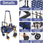 ETIAL 4-Wheel Adjustable Dog Wheelchair Cart for Disabled & Senior Dogs, Lifting Harness with 4 Usage Modes - Support Front/Rear Legs Mobility Aid for Small Breeds S
