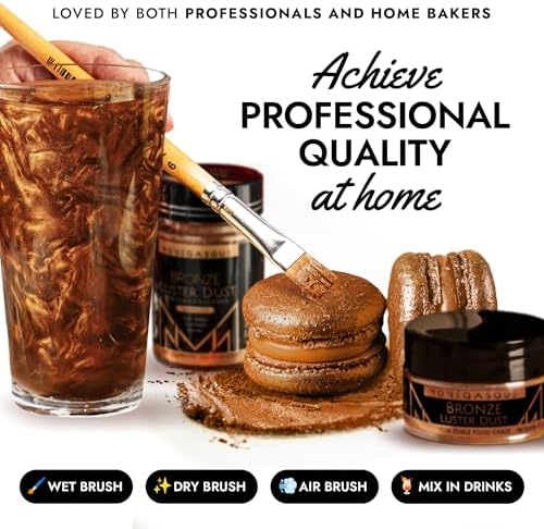 MONÉGASQUE Bronze Edible Glitter for Drinks 7g – Copper Edible Glitter for Cakes & Cocktails – Luster Dust for Drinks, Cocktail, & Chocolate – Drink Shimmering Bronze – Cake Decorations Sprinkles