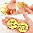Qunclay 30 Pcs Happy Birthday Acrylic Cake Toppers, Mirror Acrylic Cupcake Toppers, 3 Multi-shape & Gold Rose Gold Silver Cupcake Picks for Birthday Party Pastries Decor DIY Supplies(Round)