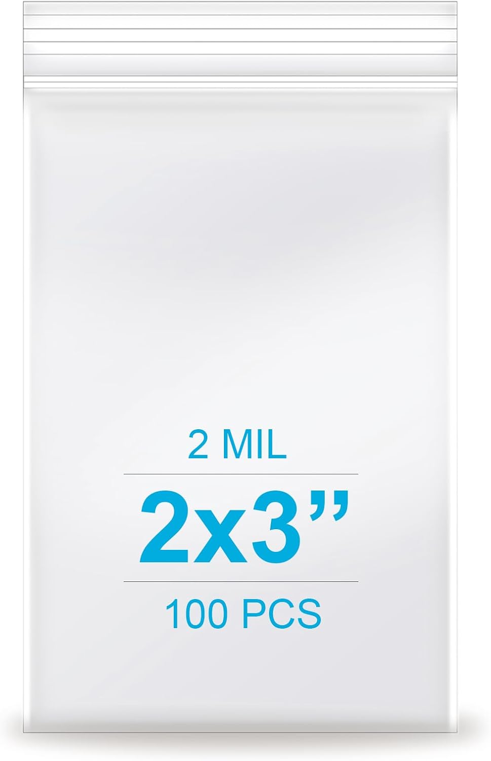 2''x 3'', (Pack of 100) Thick Clear Plastic Reclosable Zip Poly Bags with Resealable Lock Seal Zipper for Photo, Jewelry, Bakery, Treats, Travel, Storage, Packaging & Shipping