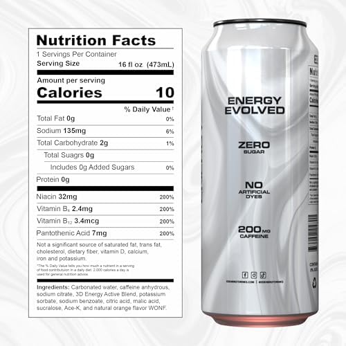 3D Energy Drink – Sugar Free, 200mg Caffeine, Pre Workout, Taurine, L-Carnitine, Lightly Carbonated, 16oz Cans, 12 Pack - Strawberry Lemonade