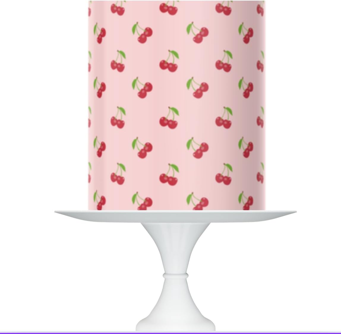 Sweet Cherry Pattern cake topper Edible Icing Sheet for Cake Decorating, Pink Background, 10 x 8 Inches,1/2 way to one cake topper