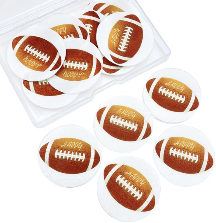Rugby Wafer Cupcake Toppers, 48-Piece Set, Sports Themed Party Decorations