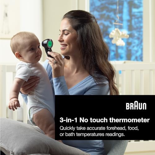 Braun Sensian 7 Forehead 3-in-1 Non-Contact Infrared Thermometer, Age Precision Technology, Color-Coded Digital Display, Baby and Child Friendly, No. 1 Brand Recommended by Pediatricians