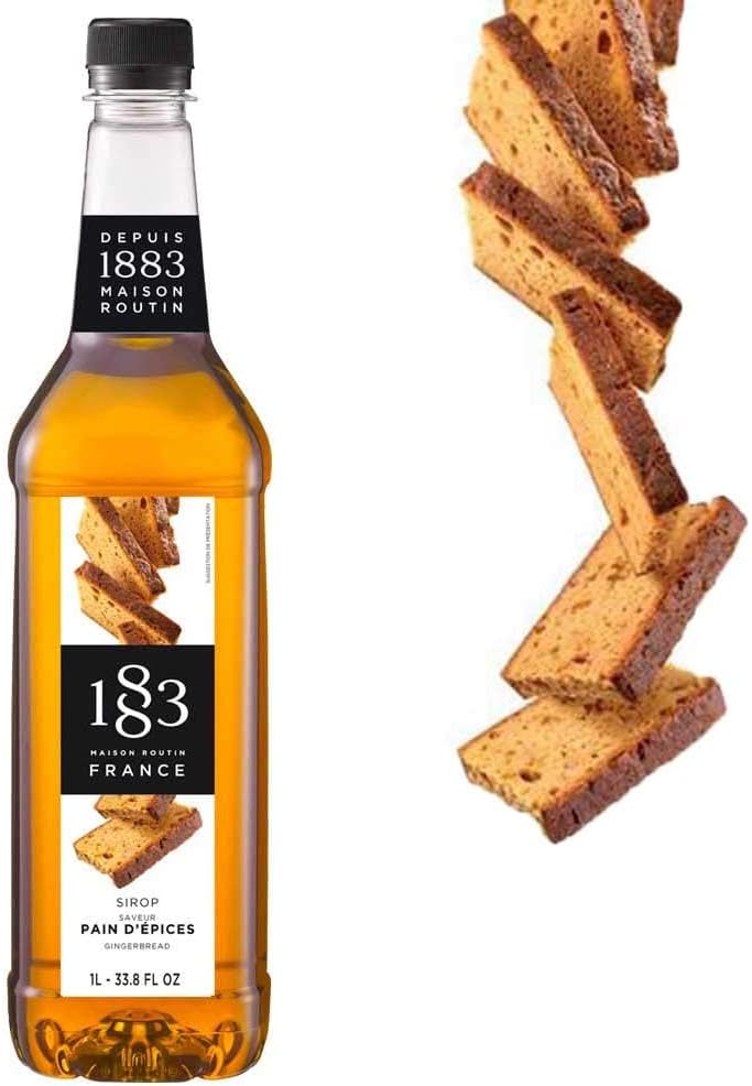 1883 Gingerbread Syrup for Drinks, Made in France, 1 Liter Plastic Bottle