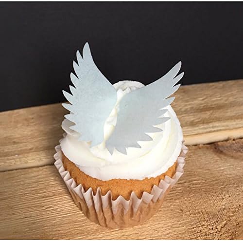 GEORLD 24pairs Wafer Angel Wings Wafer Cupcake Toppers Wing Cake Decoration For Anniversary, Birthday Party & Wedding