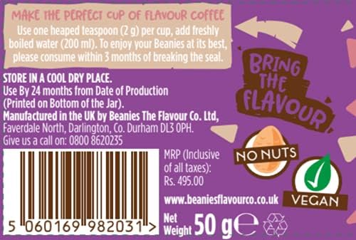Beanies Flavour Instant Coffee - Double Chocolate Instant Flavored Coffee - Bold & Adventurous Full-On Flavor - An Indulgent Sugar Free Taste Explosion - Low Calorie - Vegan & Gluten Free - Wheat & Dairy Free, 50g jar