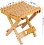 HOZEON 2 Pack 11 x 11 x 12.6 Inches Natural Bamboo Folding Stool for Shaving, Shower, Foot Rest, Picnic, Fishing