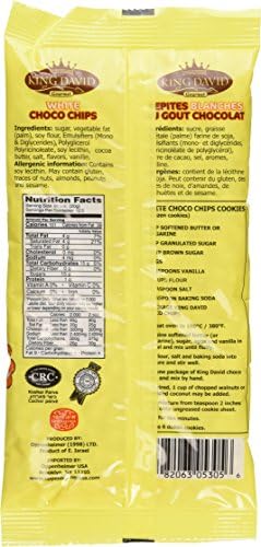 King David Vegan Lactose-Free Non-dairy Kosher White Chocolate Flavored Chips 8.8 Ounce (Pack of 4)