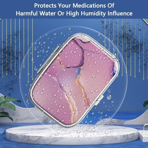 Pill Box 2 Compartment Small Pill Case,Portable for Pocket or Purse Pill Organizer Pill Container Holder to Hold Vitamins, Medication, Fish Oil and Supplements(2PCS)