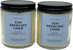 Bath & Body Works Sun Drenched Linen 1-Wick Scented Candle with Natural Essential Oils 7oz - Pack of 2