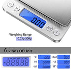 Fuzion Digital Gram Scale .01 Gram Accuracy, 500g Small Jewelry Scale, Mini Kitchen Food Scale for Herb, Powder, Gold, Coin - Weight Gram and Oz