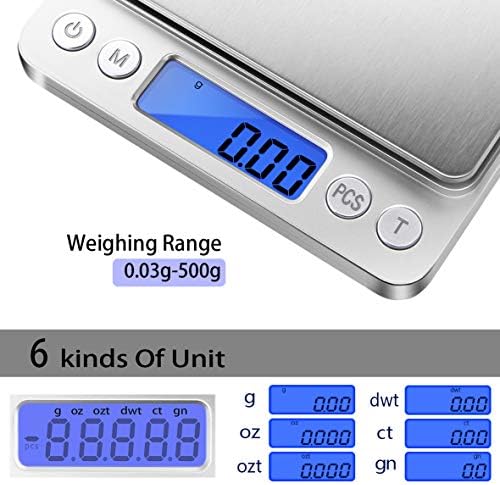 Fuzion Digital Gram Scale .01 Gram Accuracy, 500g Small Jewelry Scale, Mini Kitchen Food Scale for Herb, Powder, Gold, Coin - Weight Gram and Oz