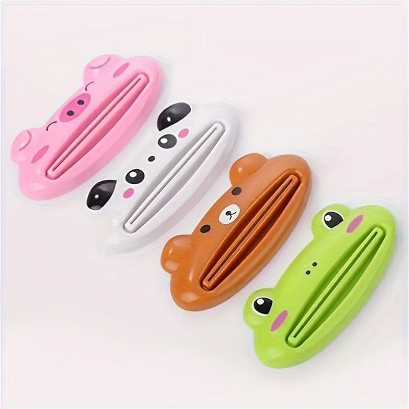 1PC Toothpaste Dispenser, Plastic Cartoon Animal Shaped Holder for Toothpaste and Facial Cleanser, Squeezable Toothpaste and Cleanser, Bathroom Accessory (Pink Pig)