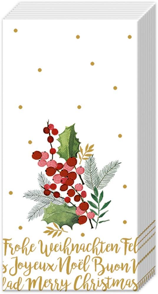 IHR Ideal Home Range Pocket Tissues 4-Ply Facial Tissue Pack, 10-Count, Merry Christmas (Cream), 1-Pack Only