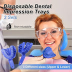 Annhua 3 Sizes Dental Impression Tray for Adults/Children, 6 PCS Perforated Disposable Teeth Impression Trays Upper and Lower (Blue)