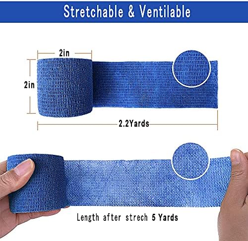 [6 Pack-2" x5Yards] MINGYUE Self Adhesive Bandage Wrap,Athletic Tape,Sports Tape,Wrist and Ankle Wrap Tape,Cohesive Bandage for Vet Wrap(Blue)