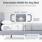Bed Rails for Elderly Adults Safety Extended Side Assist Grab Bar Handrails for Seniors Adjustable Bed Cane with Motion Sensor Light Bed Guard Handle Bedside Railing, Fit King Queen Full Twin