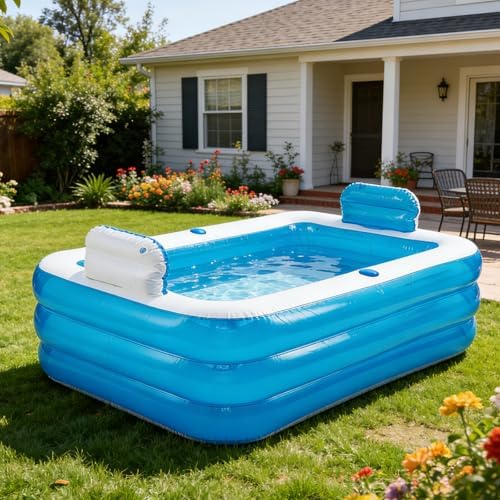 Inflatable Adult Bath Tub 2 Person,Freestanding Blow Up Bathtub with Foldable Portable Feature for Adult Spa,Indoor and Outdoor Universal Folding Pool with Electric Air Pump