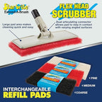 STAR BRITE Large Scrub Pad with Flexible Head Scrubber - Medium Texture (Red) - Attach to Extension Handle for an Extra 3’-10’ of Reach (040124)