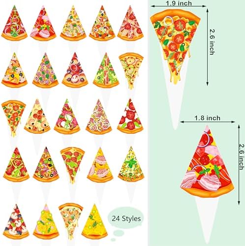 Pizza Party Cupcake Toppers 48Pcs Pizza Cupckae Toppers Fast Foot Party Decoration Pizza Night Cupcake Picks Pizza Birthday Party Decoration for Pizza Themed Baby Shower Supplies