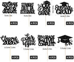 32 Pieces 8th Grade Grad Cupcake Toppers Black Glittery Eighth Grade Graduation Cupcake Decorations Class of 2026 Peace out 8th Grade Cupcake Picks for Middle School Grad Party Cupcake Decorations