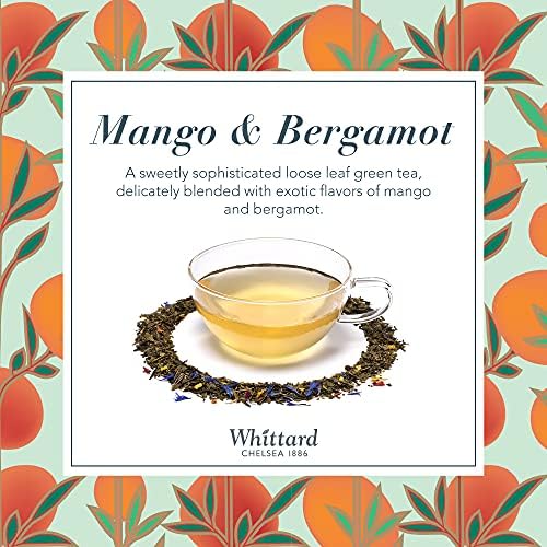 Whittard of Chelsea - Tea Discoveries Mango & Bergamot Caddy - Black Loose Leaf, Vegetarian, Vegan Friendly, Resealable Tin (100g, 1ct)