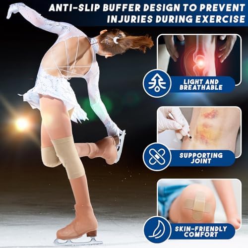 Shappy 2 Pair Figure Ice Skating Knee Pads Gel Dance Knee Pads Cushion and Support Breathable Material for Dancing Skating Women Girl Men