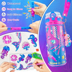 EDsportshouse Decorate Your Own Water Bottle Kits for Girls Age 4-6-8-10,Mermaid Painting Crafts,Fun Arts and Crafts Gifts Toys for Girls Birthday Christmas(Mermaid)