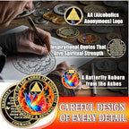 Butterfly in the Fire 21 Year Sobriety Coin, Recovery & Renewal AA Medallion - Celebrating Recovery Anniversary Tokens, Alcohol Free Sobriety Gifts for Women Men