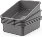 5-Pack Commercial Bus Tubs Box/Tote Box, Plastic Storage with Handles, Wash Basin Tub 8 Liter (Gray)