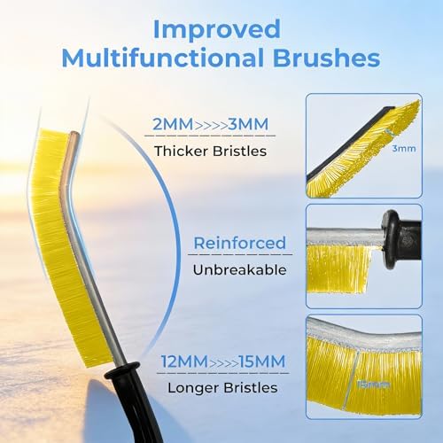 3 Pack Hard Bristle Crevice Cleaning Brush Set, Narrow Spaces Deep Reach Gap Scrub Tool with Long Handle for Household Use Kitchen Bathroom Sink Track, Mixing Colors