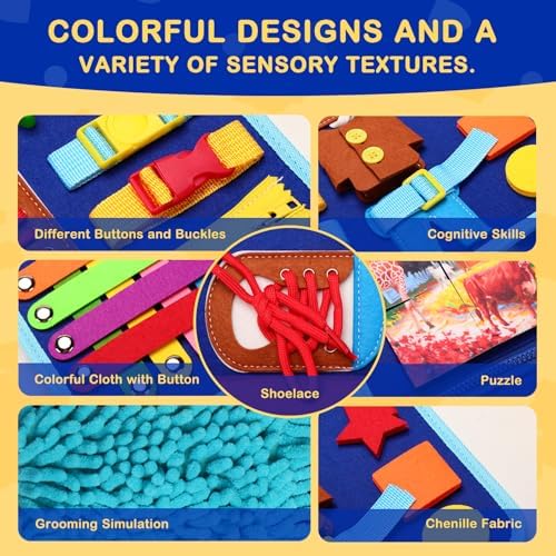 Fidget Blanket for Adults with Dementia, Dementia Activities for Seniors, Alzheimer's Products Multi-Use Busy Sensory Board, Gifts for Him Her Dementia Products for Elderly and Children with Autism