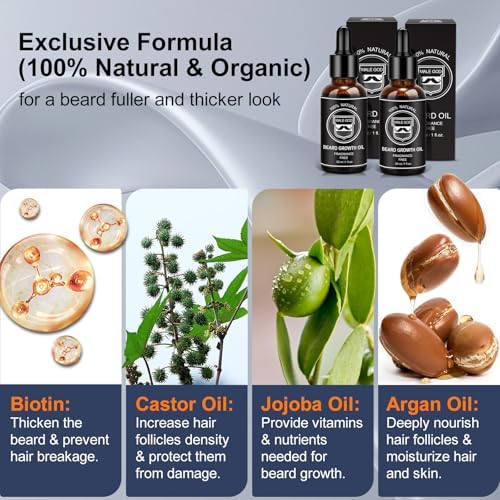 MALE GOD Beard Kit, Beard Growth Kit w/Natural Ingredients Beard Oil & Balm, Men's Care & Grooming Set w/Beard Growth Oil, Comb, Anniversary | Birthday Gifts for Men, Him, Husband, Boyfriend, Dad