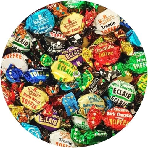 Walker's Nonsuch Assorted Toffee & Eclairs Individually Wrapped, Treat Bag, British Traditional Sweets and Confectionery, from UK, 1.5kg In Premier Life Store Box