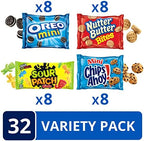 OREO Mini Cookies, CHIPS AHOY! Mini Cookies, SOUR PATCH KIDS Candy & Nutter Butter Bites & Candy Variety Pack, 32 Snack Packs