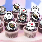 Darts Edible Cupcake Toppers, Darts Theme Edible Cake Decorations, Dartboard Cake Topper Decorations, Sports Birthday Party Cookie Decor, 48 x 1.18 Inch 3cm PRECUT