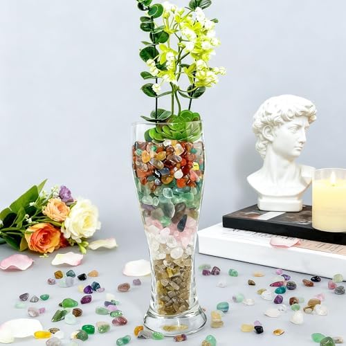 Green Fluorite Crystals Bulk 0.9LB,0.35-0.5 Inch Tumbled Stone Gravel Gemstone Crushed Stones for Aquarium Fish Tank DIY Jewelry Vase Filler Aquarium Gravel Plant Pot