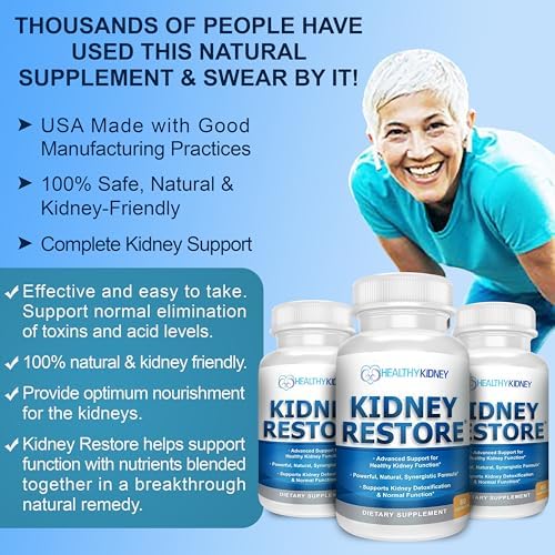 Kidney Cleanse Detox & Repair - Formulated by Kidney Health Expert Living w/Transplant - US Made Kidneys Support Supplement, Detox, Flush - Renal Vitamins 60 Capsules