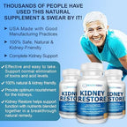 Kidney Cleanse Detox & Repair - Formulated by Kidney Health Expert Living w/Transplant - US Made Kidneys Support Supplement, Detox, Flush - Renal Vitamins 60 Capsules