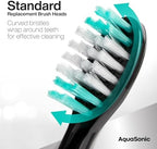 AquaSonic Genuine Standard Replacement Brush Heads | for Normal & Sensitive Teeth | Compatible with Many AquaSonic Toothbrush Handles (2 Pack Black)