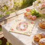 Easter Decoupage Napkins 40PCS, Scalloped Paper Dinner Napkins 13 x 13 Inch (6.5 x 6.5 Inch Folded), Bunny, Floral & Easter Egg Designs, Disposable Spring Party Napkins Table Decorations