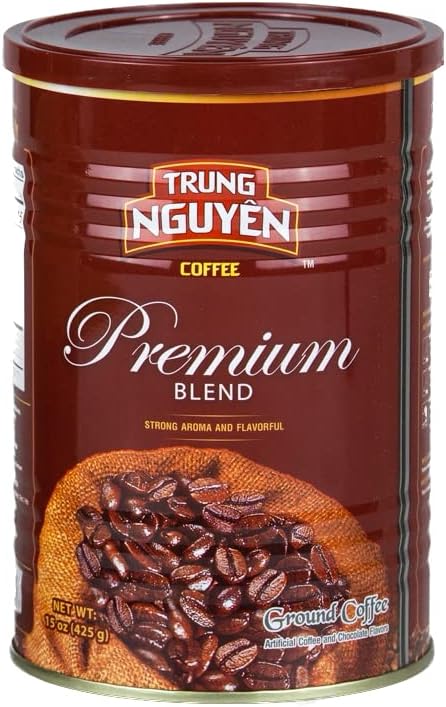 Trung Nguyen — Premium Blend — Roasted Ground Coffee Blend — Strong and Bold — Arabica & Robusta — Chocolate Flavor — Vietnamese Coffee 1 Can (15 oz)