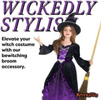 Kangaroo 36" Bamboo Witch Broom Prop - Wizard Staff Witch Broomstick Magic Broom for Kids, Teens & Adults - Halloween Porch Decor Front Outdoor Fall Decoration - Witches Costume Accessory